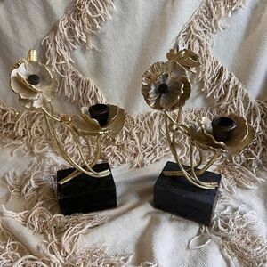 Michael Aram Gold Anemone Candleholders Set of 2 FLAWED NEW